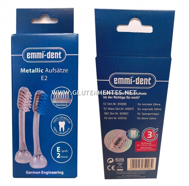 EMMI®-DENT E2 METALLIC ÉS PROFESSIONAL ULTRAHANGOS Cserélhető fogkefefejek felnőtteknek 2db