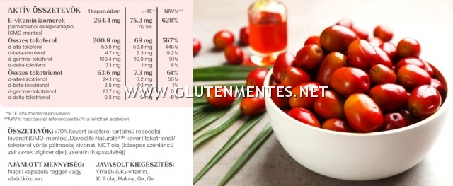 YiYa teljes spektrum 8-E-vitamin komplex - kevert tokoferol/tokotrienol kapszula